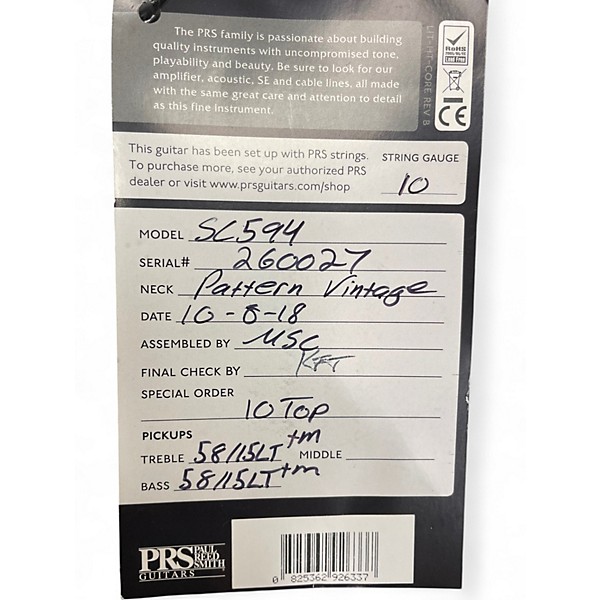 Used 2018 PRS McCarty 594 10 Top Trampas Green Solid Body Electric Guitar