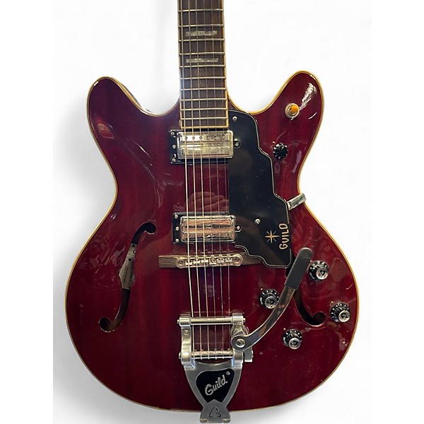Used Guild Starfire V Trans Red Hollow Body Electric Guitar