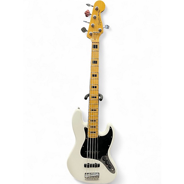 Used Squier Vintage Modified Jazz Bass V White Electric Bass Guitar