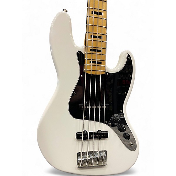 Used Squier Vintage Modified Jazz Bass V White Electric Bass Guitar