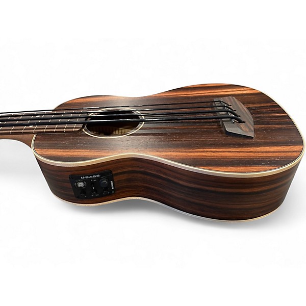 Used Kala Striped Ebony Round Wound String Acoustic-Electric U-Bass dark natural Ukulele