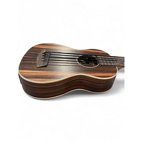 Used Kala Striped Ebony Round Wound String Acoustic-Electric U-Bass dark natural Ukulele