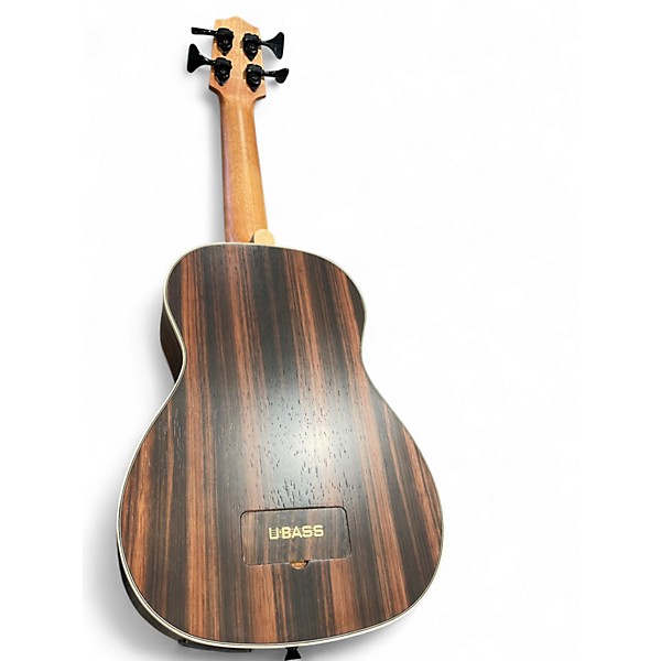Used Kala Striped Ebony Round Wound String Acoustic-Electric U-Bass dark natural Ukulele