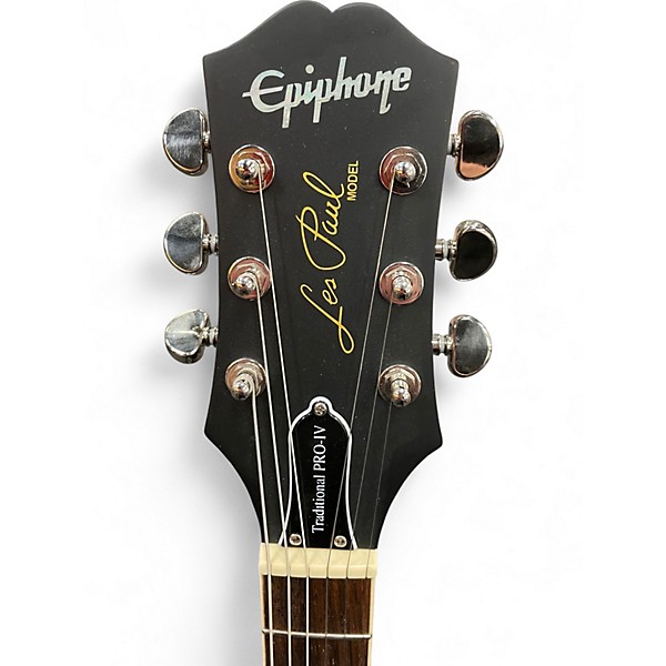 Used Epiphone Les Paul Traditional Pro IV Worn Ebony Solid Body Electric Guitar