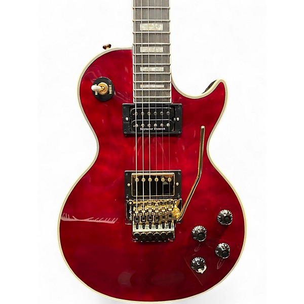 Used Epiphone Alex Lifeson Les Paul Custom Axcess Crimson Red Trans Solid Body Electric Guitar