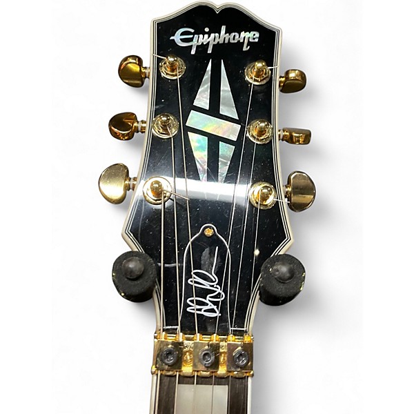 Used Epiphone Alex Lifeson Les Paul Custom Axcess Crimson Red Trans Solid Body Electric Guitar