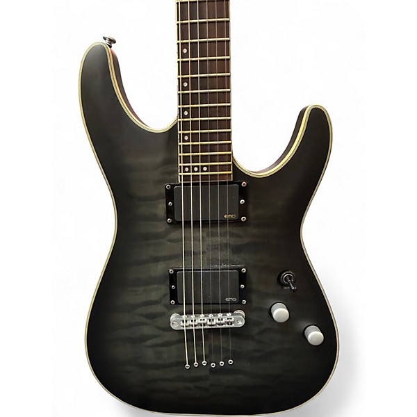 Used Schecter Guitar Research C1 Platinum Trans Black Solid Body Electric Guitar