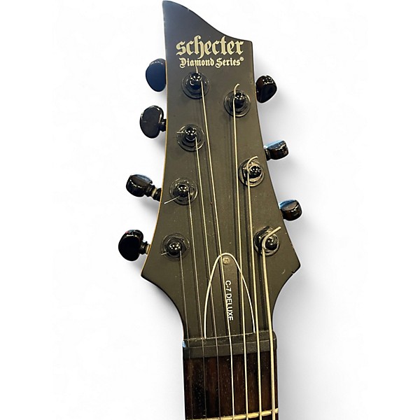 Used Schecter Guitar Research C7 DELUXE LEFT HANDED Satin Black Solid Body Electric Guitar
