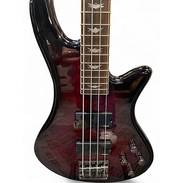 Used Schecter Guitar Research Stiletto Extreme 4 String Black Cherry Electric Bass Guitar