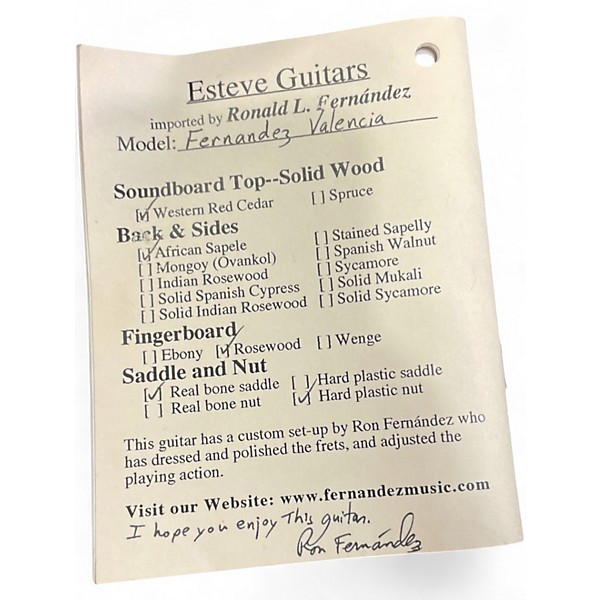 Used 2001 ESTEVE FERNANDEZ-VALENCIA Vintage Natural Classical Acoustic Guitar