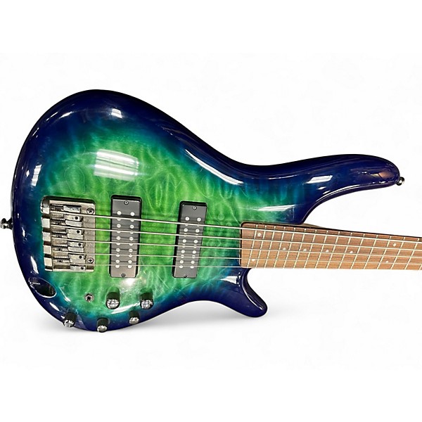 Used Ibanez SR405 5 String GREEN BURST Electric Bass Guitar