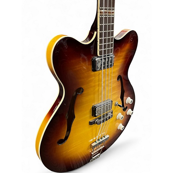 Used 1990s Hofner Contemporary Series 500/7 Hollowbody Sunburst Electric Bass Guitar