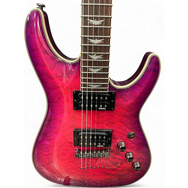 Used Schecter Guitar Research Omen Extreme 6 magenta burst Solid Body Electric Guitar