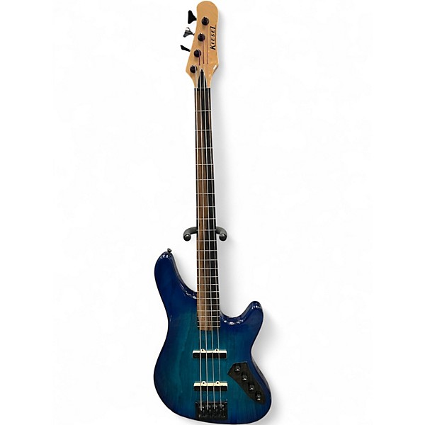 Used Kiesel FRETLESS 4 STRING Ocean Blue Burst Electric Bass Guitar