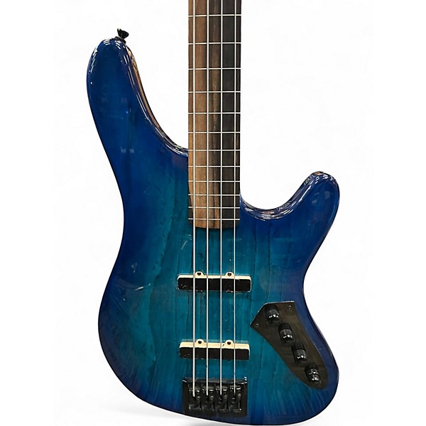 Used Kiesel FRETLESS 4 STRING Ocean Blue Burst Electric Bass Guitar