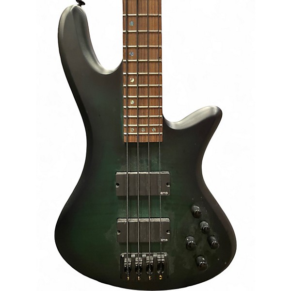 Used Schecter Guitar Research Stiletto Studio 4 Green Electric Bass Guitar