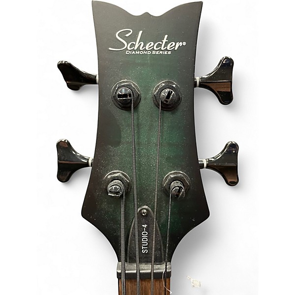 Used Schecter Guitar Research Stiletto Studio 4 Green Electric Bass Guitar