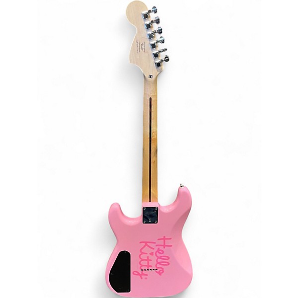 Used 2004 Squier Hello Kitty Stratocaster Single Hum Pink With Kitty Pickguard Pink Solid Body Electric Guitar
