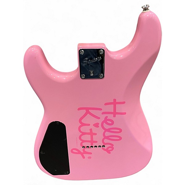 Used 2004 Squier Hello Kitty Stratocaster Single Hum Pink With Kitty Pickguard Pink Solid Body Electric Guitar
