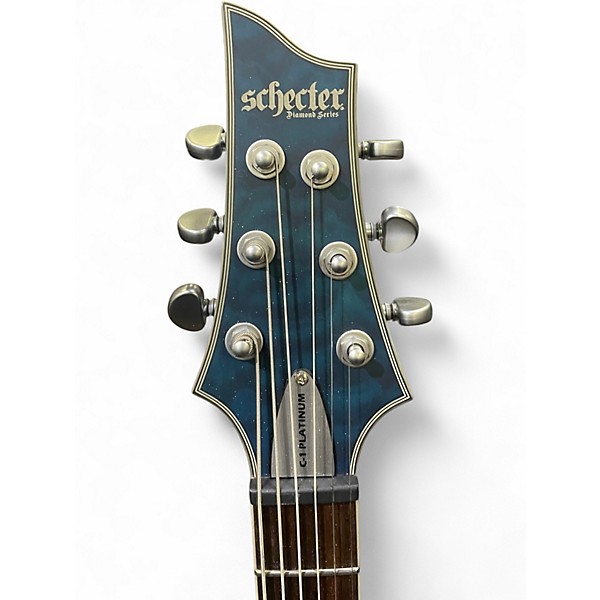 Used Schecter Guitar Research C1 Platinum Satin Transparent Midnight Blue Solid Body Electric Guitar