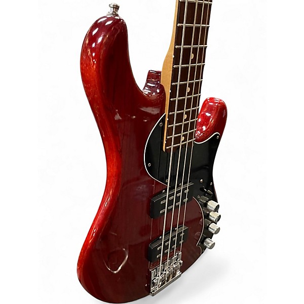 Used Fender American Deluxe Dimension Bass IV Trans Red Electric Bass Guitar