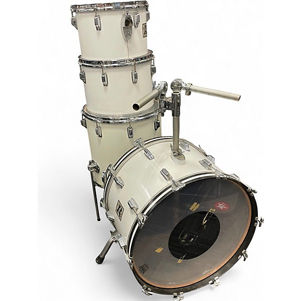 Vintage 1970s Rogers 4 Piece BIG R 4 Piece white Drum Kit