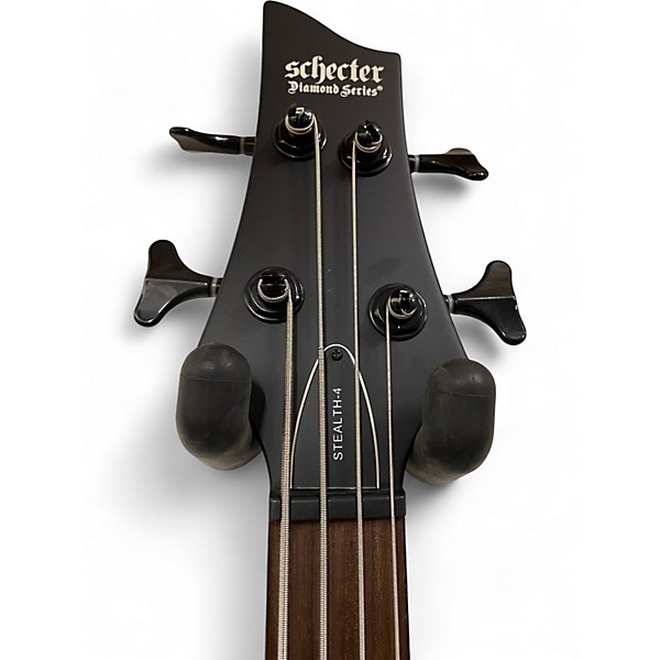 Used Schecter Guitar Research Stiletto Stealth 4 Satin Black Electric Bass Guitar
