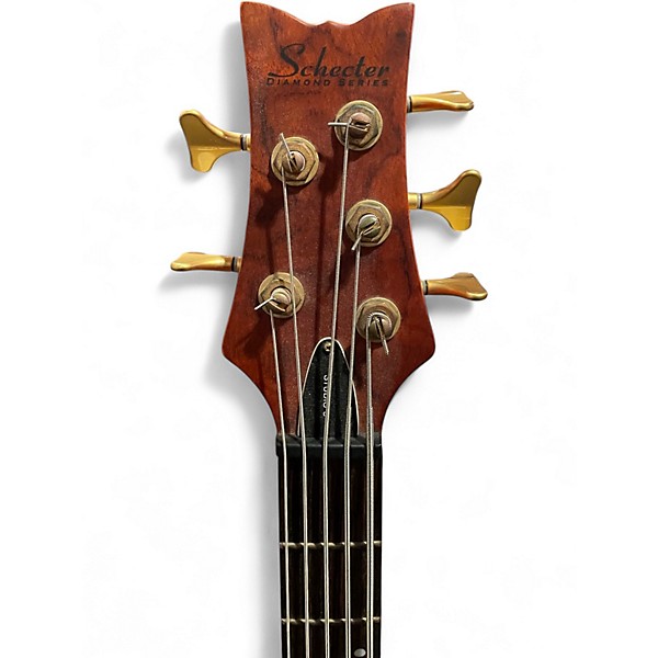 Used Schecter Guitar Research Stiletto Studio 5 String Left Handed Satin Honey Electric Bass Guitar