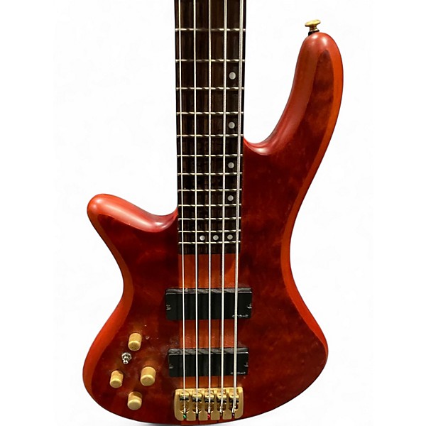Used Schecter Guitar Research Stiletto Studio 5 String Left Handed Satin Honey Electric Bass Guitar