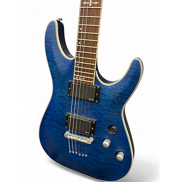 Used 2019 Schecter Guitar Research C-1 Platinum Elite Satin Transparent Blue Solid Body Electric Guitar