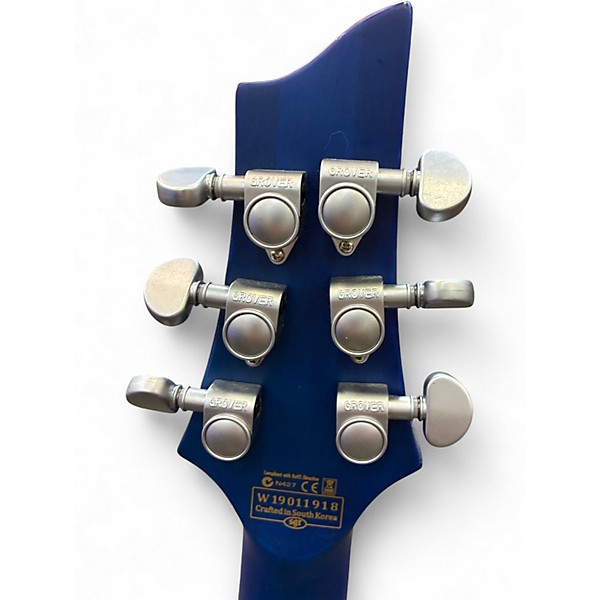 Used 2019 Schecter Guitar Research C-1 Platinum Elite Satin Transparent Blue Solid Body Electric Guitar