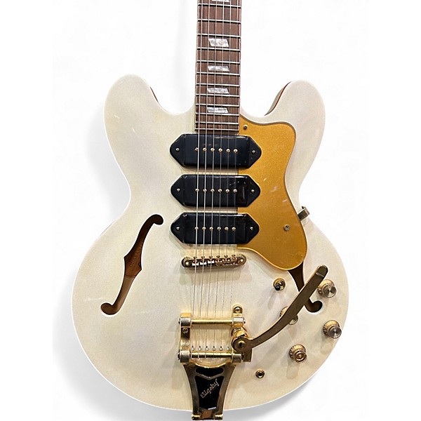 Used Epiphone Riviera Custom P93 Royale Pearl White Hollow Body Electric Guitar