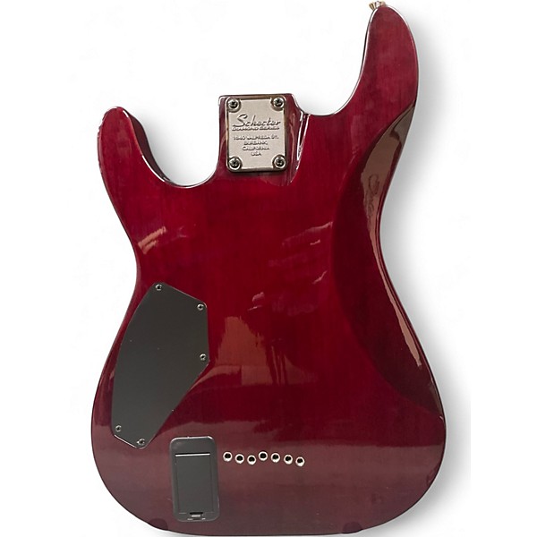 Used Schecter Guitar Research Damien Elite 7 Trans Crimson Red Solid Body Electric Guitar