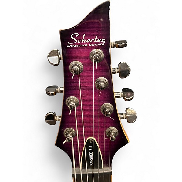 Used Schecter Guitar Research Banshee 7-A Trans Purple Solid Body Electric Guitar