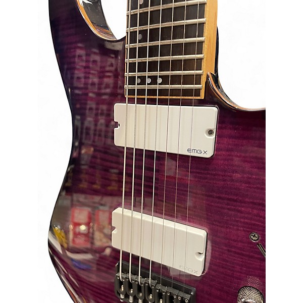 Used Schecter Guitar Research Banshee 7-A Trans Purple Solid Body Electric Guitar