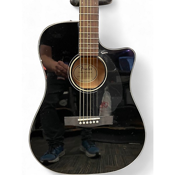 Used Fender CD60SCE Dreadnought Black Acoustic Electric Guitar
