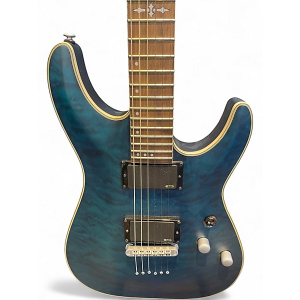 Used Schecter Guitar Research C1 Platinum Satin Transparent Midnight Blue Solid Body Electric Guitar