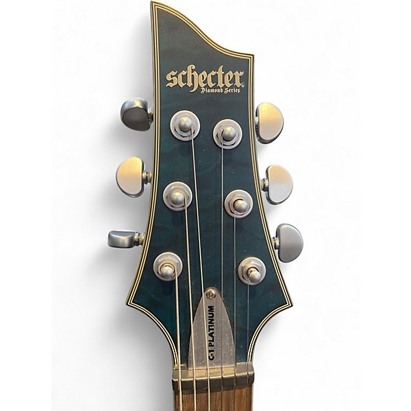 Used Schecter Guitar Research C1 Platinum Satin Transparent Midnight Blue Solid Body Electric Guitar