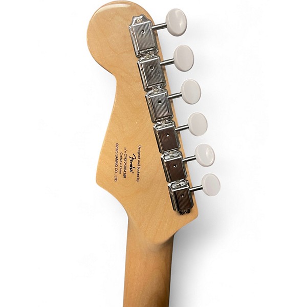 Used Squier Hello Kitty Stratocaster White Solid Body Electric Guitar