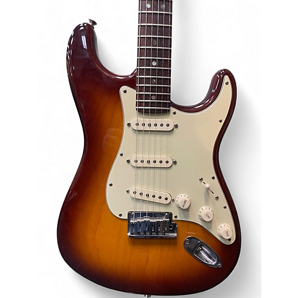 Used 2005 Fender American Deluxe Ash Stratocaster Tobacco Sunburst Solid Body Electric Guitar