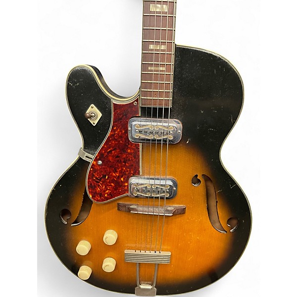 Vintage 1960s Harmony METEOR H74 Tobacco Burst Hollow Body Electric Guitar