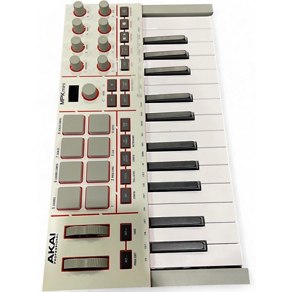 Used Akai Professional MPK Mini IV 25-Key MIDI Keyboard Controller- White MIDI Controller