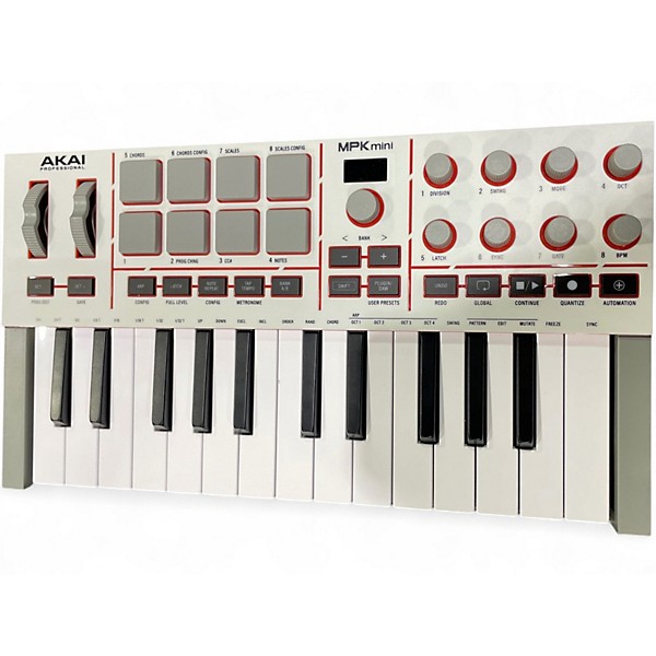 Used Akai Professional MPK Mini IV 25-Key MIDI Keyboard Controller- White MIDI Controller