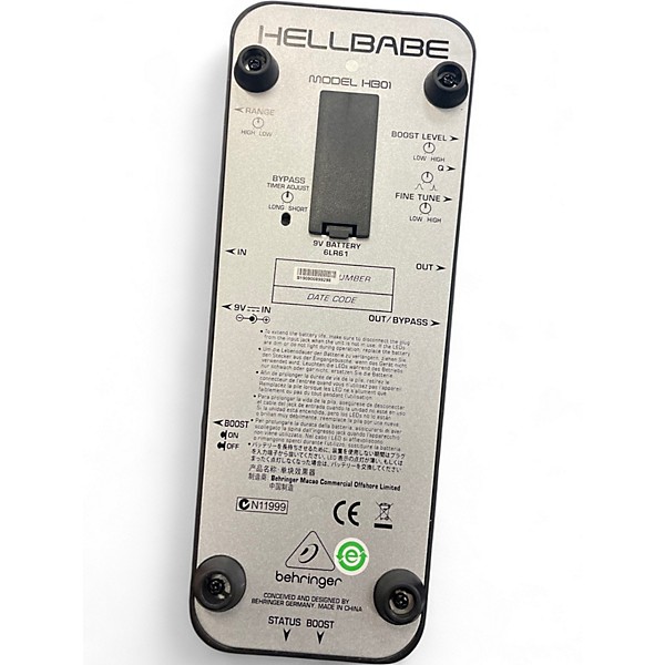 Used Behringer HB01 Hellbabe Optical Wah Effect Pedal