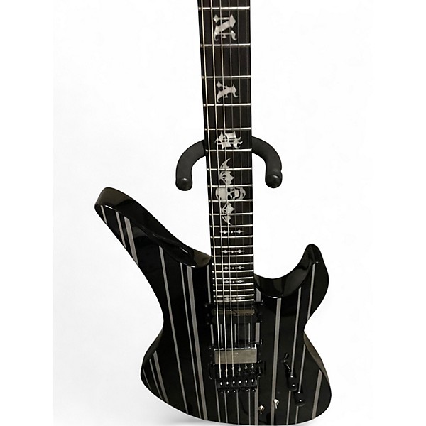 Used Schecter Guitar Research Synyster Gates Signature Custom S Black and Silver Solid Body Electric Guitar
