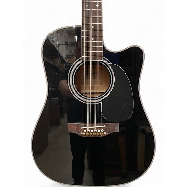 Used Takamine EF381 Black 12 String Acoustic Electric Guitar