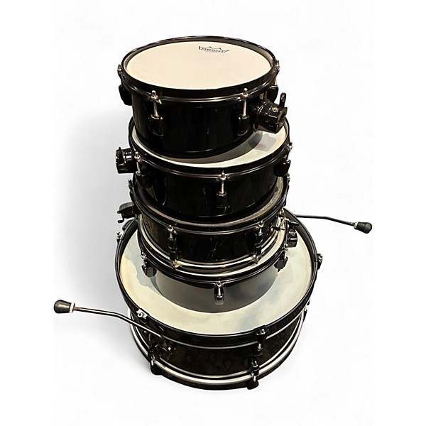 Used Pearl 5 Piece Rhythm Black and Silver Drum Kit