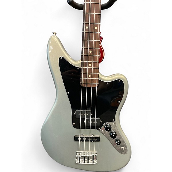 Used Fender Jaguar Bass Silver Electric Bass Guitar