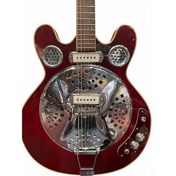 Used Mosrite D100 Trans Red Resonator Guitar