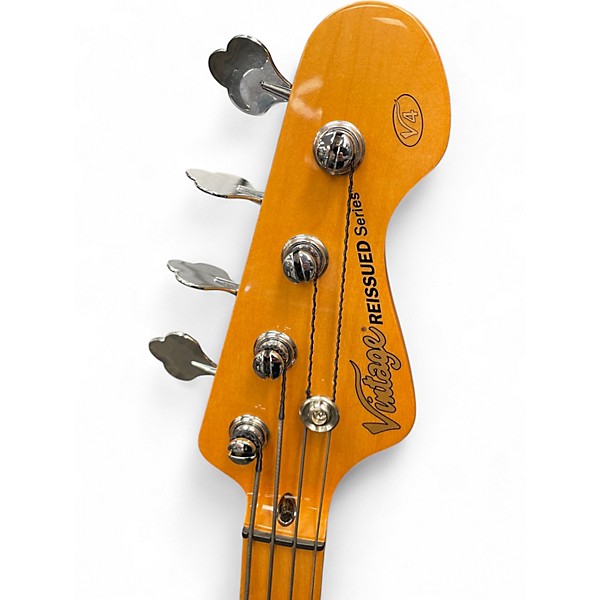 Used Vintage V4 Reissued Vintage Yellow Electric Bass Guitar